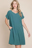 V-Neck Short Sleeve Dress with Pockets – Casual, Comfortable, Stylish and Practical V-Neck Dress with Convenient Pockets for Effortless Chic by Stevvex