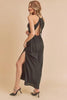 Ruched Side Slit Cutout Back Maxi Cami Dress For Women – Elegant, Romantic & Alluring with Flattering Fit and Glamorous Details by Stevvex