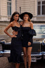 Fashion Sexy Black Camisole Tube Top Backless Big Bowknot Design Two-piece Set