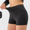 Denim-Look High-Waist Hip-Lifting Yoga Shorts – Slimming Tummy Control Fitness Shorts by FitiqueFit