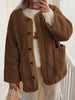 Modern Cozy Women Luxuriously Cozy Contrast Button Up Sherpa Jacket with Pockets For Fall & Winter by Stevvex