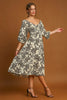 Ruffle Hem Flower Printed V-Neck Dress For Women – Floral Print Dress, Ruffle Hem V-Neck Dress, Feminine Floral Dress, Elegant V-Neck Dress, Flirty Ruffle Hem Dress by Stevvex