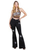 Black Denim Star Rhinestone Bell Bottom Jeans -32” Inseam by Neon Spur
