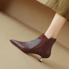 Women's Genuine Leather Kitten Heel Ankle Boots – Pointed Toe Side Zip by FitiqueFit
