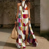 Women's Printed Halterneck Split Maxi Dress – Loose Fit Sleeveless by FitiqueFit