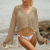 Women's Lace-up Cardigan Hollow-out Beach Sun Protection Long-sleeved Blouse