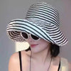 Women's Wide-Brim Striped Sun Hat – UV Protection & Adjustable Fit by FitiqueFit