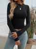 Slim Fit Ruched Long Sleeve T-Shirt by Simply Love