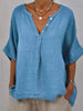 Women's Cotton Linen V-Neck Button-Up Shirt by FitiqueFit