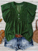 Polka Dot Notched Ruffled Cap Sleeve Blouse