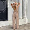 Women's Striped Sleeveless Top & Wide-Leg Pants Two-Piece Set by FitiqueFit