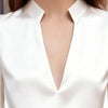 Women’s Satin V-Neck Long Sleeve Top – Slim Fit Solid Color Blouse by FitiqueFit