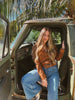 John Wayne Western Pearl Snap Button Up Top In Brown by Lil Bee's Bohemian