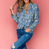Women's Retro Floral Print Chiffon Blouse – Loose Fit Long-Sleeve Top by FitiqueFit