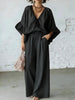 Women's Loose-Fit V-Neck Top & Wide-Leg Pants Two-Piece Set by FitiqueFit