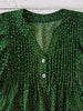 Polka Dot Notched Ruffled Cap Sleeve Blouse