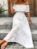 White Stylish Off-Shoulder Maxi Dress Elegant Short Sleeve Summer Dress by Stevvex