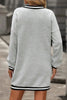 Light Grey Striped Trim V Neck Long Sleeve Preppy T Shirt Dress by Wild and Free Boutique