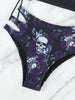 Bikini Skull Print Hollow-Out 2 Piece Swimsuit for Women – Sexy Lace-Up Floral Tie Bathing Suit with Crew Neck – High Stretch Halloween Inspired Bikini Set for Beach Party, Festival, and Summer Vacation by Stevvex