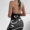 Ladies' Neck Tie, Lace Up Print, Slimming Dress by FitiqueFit