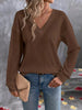 V-Neck Waffle Knit T-Shirt by Simply Love