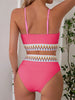 Bikini Scoop Neck High Waist 2 Piece Swimsuit for Women – Chic Solid Color Bikini Set with Contrast Band Detail – Stretchy Comfortable Flattering Swimwear for Beach Pool and Summer Vacation by Stevvex
