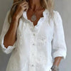 Women's Lace Print Cotton Linen Blouse by FitiqueFit
