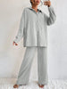 Women's Pleated Long Sleeve Lapel Two-Piece Set – Loose Top & Pants by FitiqueFit