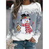 Snowman Printed Panel Loose Sweater – Casual Holiday Knit for Women by FitiqueFit