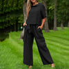 Round-Neck 3/4 Sleeve Top & Pants Two-Piece Set – 6 Colors, S–XXL by FitiqueFit