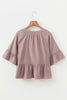 Sepia Rose Slit V Neck Ruffled Loose Blouse by Wild and Free Boutique