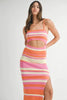 Multi Color Striped Front Cutout Knit Midi Dress For Summer – Vibrant Striped Knit Dress, Modern Cutout Midi Dress, Trendy Colorblock Dress, Chic Summer Event Dress by Stevvex