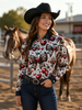 Cherry Bomb Stain Resistant Button Up Rodeo Shirt Blouse by Neon Spur