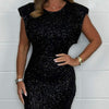 Fashion Sleeveless Shoulder Dress Sequins Slim Fit