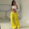 Women's High-Waist Lace-Up Straight-Leg Cargo Pants – Loose Fit by FitiqueFit