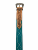 Western Stitch Genuine Suede & Hand Tooled Leather Belt -Turquoise by Neon Spur