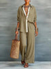 Contrast-Color Long-Sleeve Shirt & Pants Set – Two-Piece by FitiqueFit