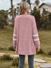 Striped Open Front Dropped Shoulder Cardigan