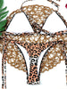 Bikini Leopard Print 2 Piece Swimsuit for Women – High Cut Lace-Up Backless Flattering Bikini Set with Halter Spaghetti Strap – Stretchy Sexy and Stylish Swimwear for Pool Beach and Summer Vacation by Stevvex