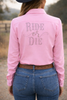 Ride Or Die Rhinestone Button Up Rodeo Shirt -Pink by Neon Spur