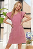 Mineral Washed V-Neck Ruffled Cap Sleeve Dress – Trendy, Comfortable, Playful, Unique Wash For Any Occasion by Stevvex