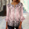 Women’s V-Neck 3/4 Sleeve Button-Front Tunic Blouse by FitiqueFit