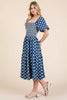 New Floral Embroidered Smocked Puff Sleeve Tiered Midi Dress For Women – Elegant, Romantic, Feminine, and Stylish Midi Dress with Floral Embroidery by Stevvex