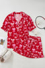 Red Sweet Bow Print Ruffled Short Sleeve Shirt Shorts 2pcs Pajama Set by Wild and Free Boutique