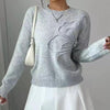 Women's Elegant Floral Sweater - Crew Neck Long Sleeve Casual Pullover by FitiqueFit