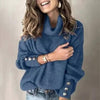 Women’s High Collar Knitted Sweatshirt – Long Sleeve Casual Pullover by FitiqueFit