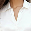 Women’s V‑Neck Business Casual Blouse – Relaxed Fit Long Sleeve Shirt by FitiqueFit