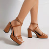Square-Toe Buckle Strap High Heels – Elegant Thin-Strap Summer Block Heels by FitiqueFit