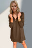 Double Take Textured Zip Long Sleeve Dress Classic Zip-Up Dress for Women Comfortable Outdoor Dress by Stevvex