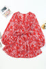 Printed Surplice Balloon Sleeve Layered Dress